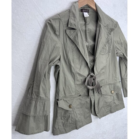 XCVI Women's Green Lightweight Utility Tie Front Jacket Size Large - Picture 8 of 13